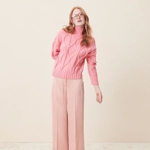 JCREW cable-knit mockneck sweater Pink XL